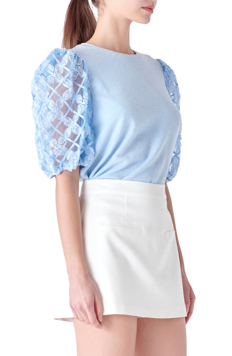 English Factory Mixed Media Blouse, Alternate, color, Powder Blue
