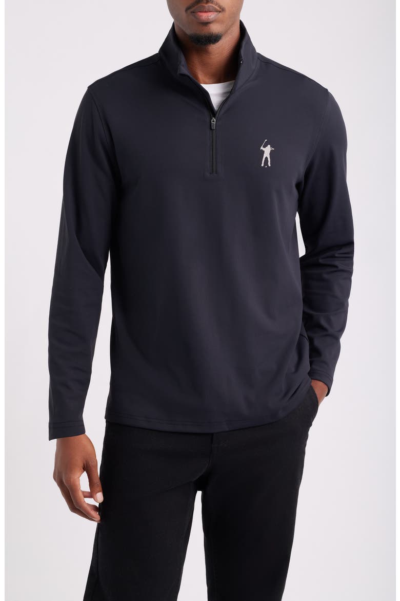 Signature Quarter Zip Pullover, Main, color, BLACK