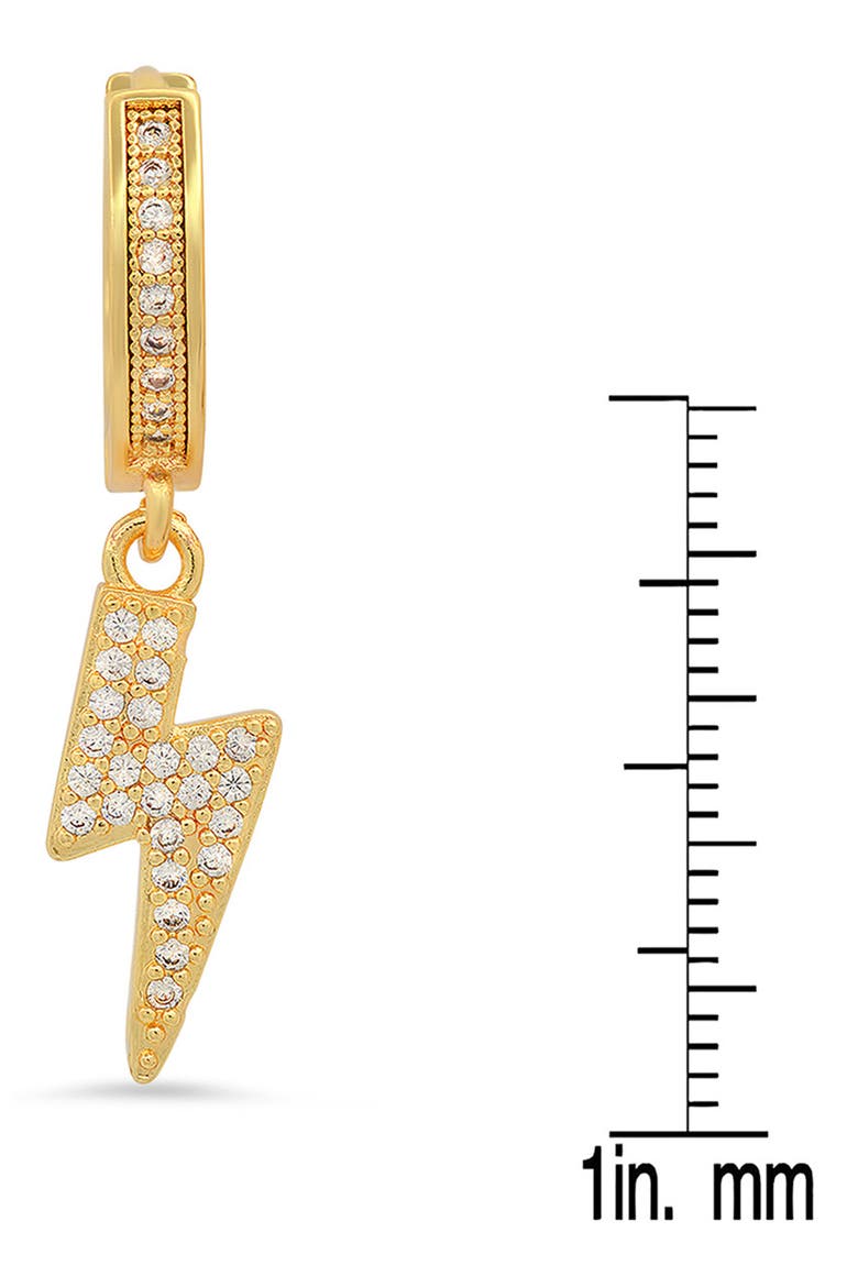 18K Gold Plated Crystal Bolt Hoop Earrings, Alternate, color, YELLOW