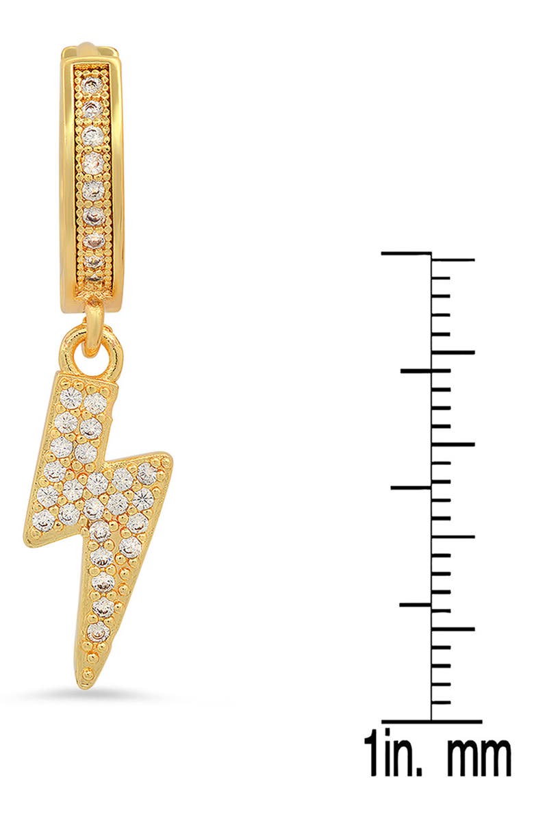 STEELTIME 18K Gold Plated Crystal Bolt Hoop Earrings, Alternate, color, Yellow