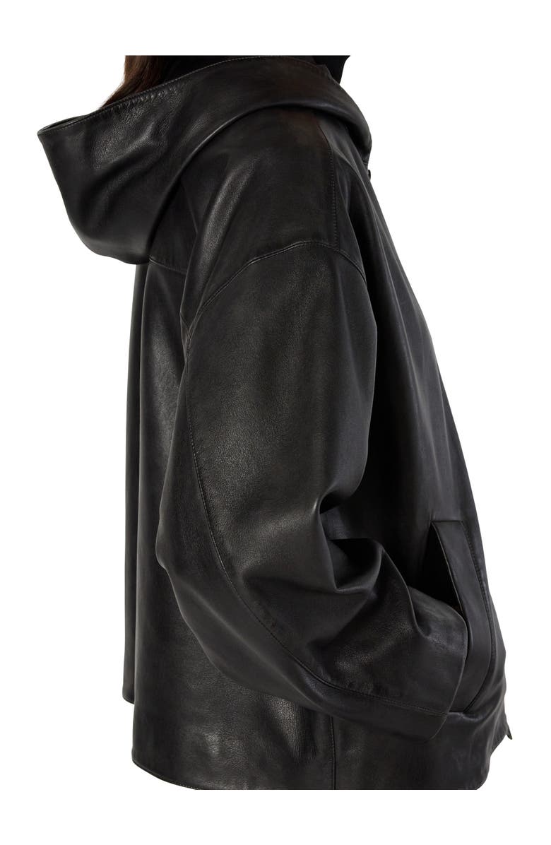 GERARD DAREL Nabila Hooded Leather Jacket, Alternate, color, Black