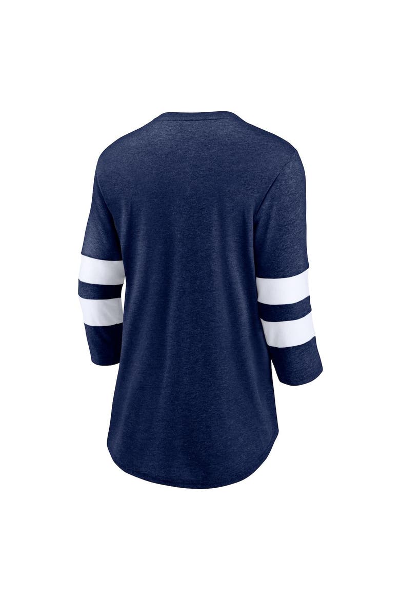 Women's Fanatics Branded Heather Deep Sea Blue Seattle Kraken Special Edition 2.0 Barn Burner 3/4 Sleeve T-Shirt, Alternate, color, Heather Navy