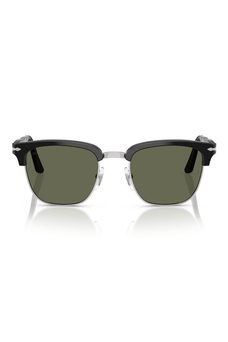 52mm Polarized Square Sunglasses, Main, color, BLACK/ POLAR GREEN