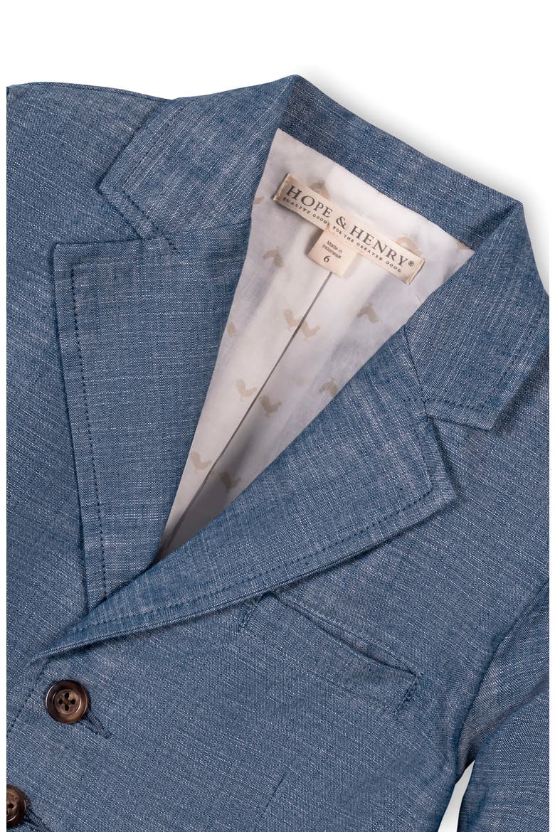Kids' Classic Organic Chambray Suit Jacket, Alternate, color, Chambray with Logo Lining