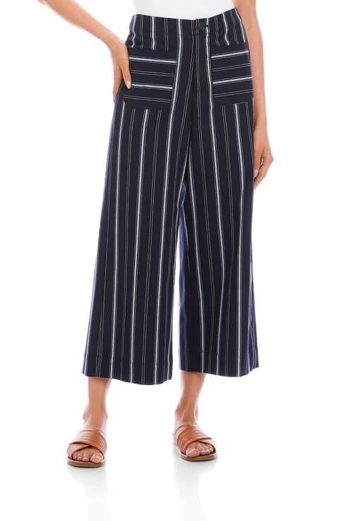 Stripe Wide Leg Crop Pants
