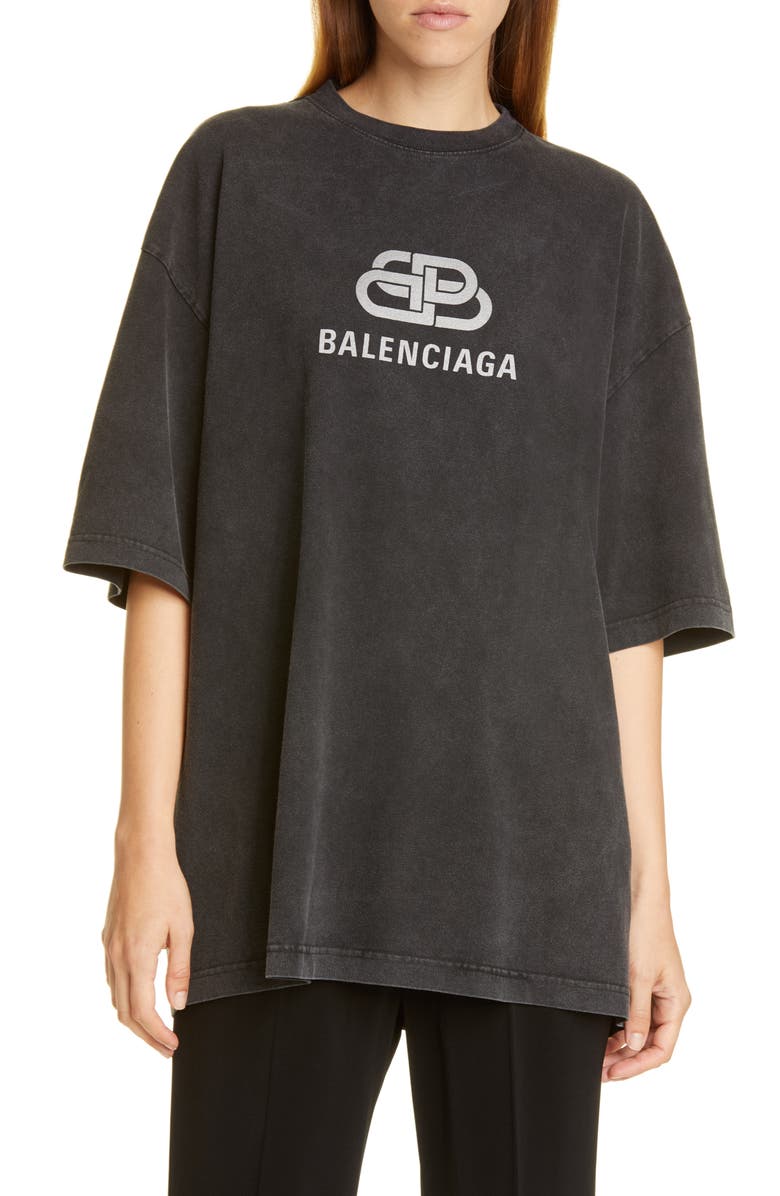 Balenciaga BB Logo Oversize Graphic Tee, Main, color,
