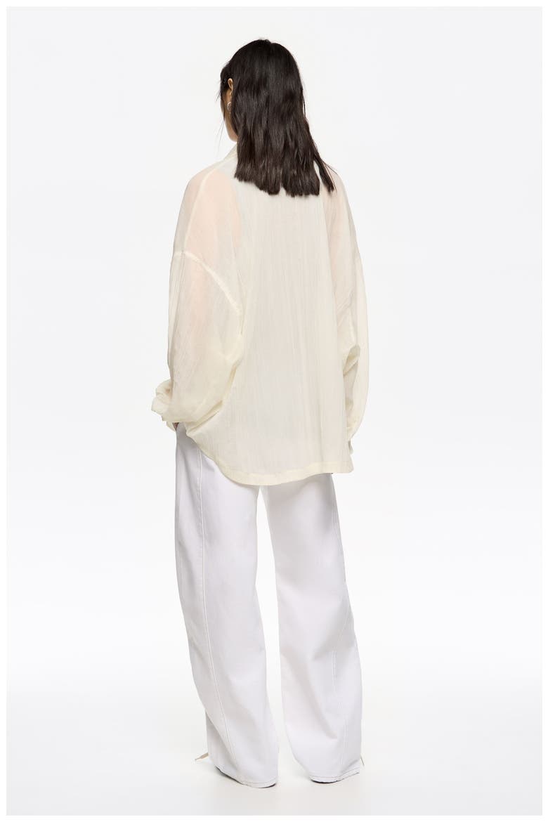 Oversize Pleated Shirt, Alternate, color, IVORY