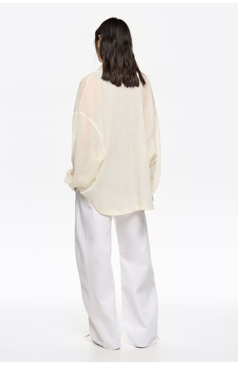 Bimba y Lola Oversize Pleated Shirt, Alternate, color, Ivory