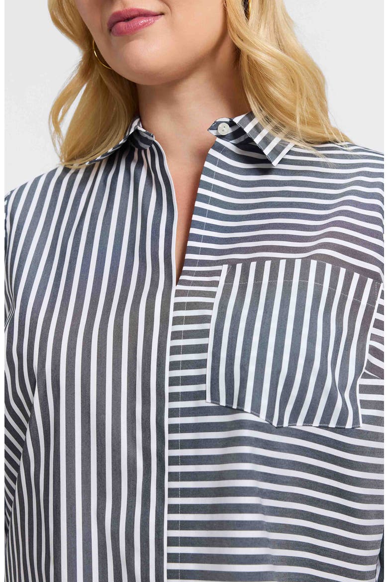 Bella Stripe Popover Top, Alternate, color, BLACK/ WHITE