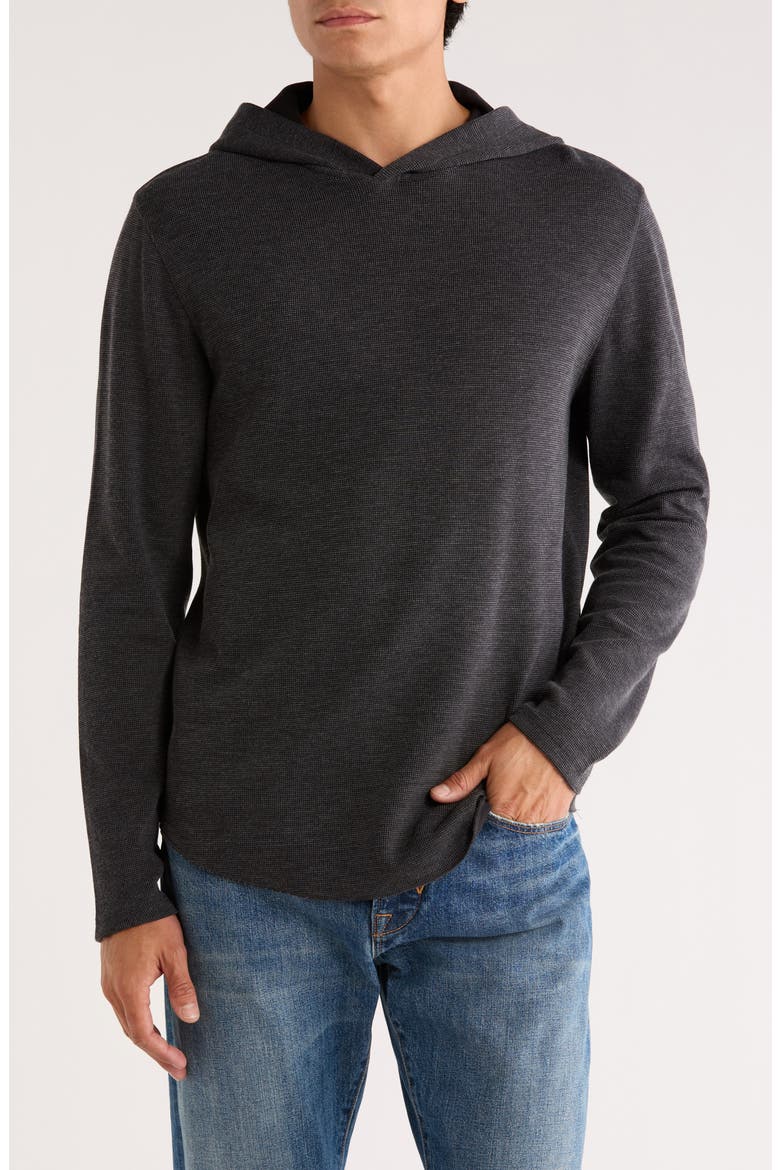 Rib Flat Hoodie, Main, color, BLACK/ OFF WHITE