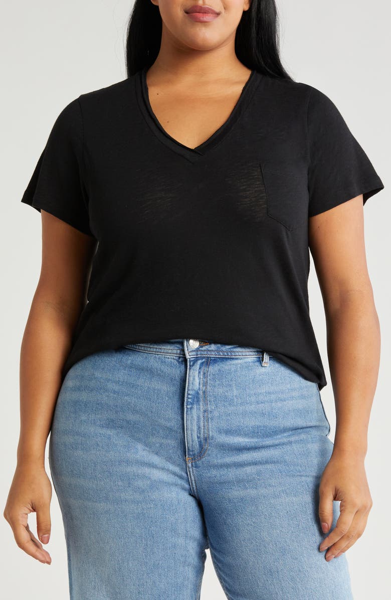 Caslon<sup>®</sup> Short Sleeve V-Neck T-Shirt, Main, color,