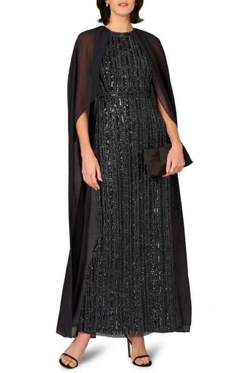Beaded Cape Gown