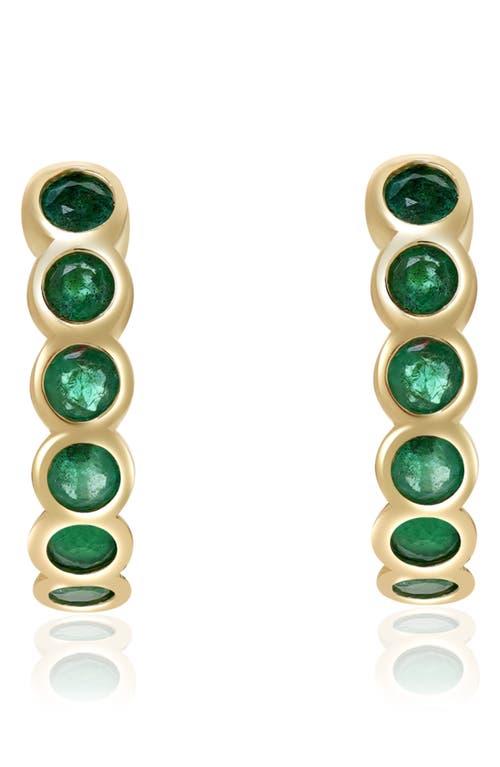 Valani Atelier Emerald Bezel Huggie Hoop Earrings In Green/14k Yellow Gold