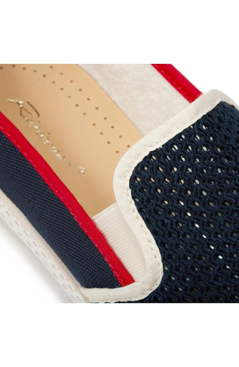 Rivieras Classic Canvas & Mesh Slip-On Loafer, Alternate, color, Navy With Red And White Trim