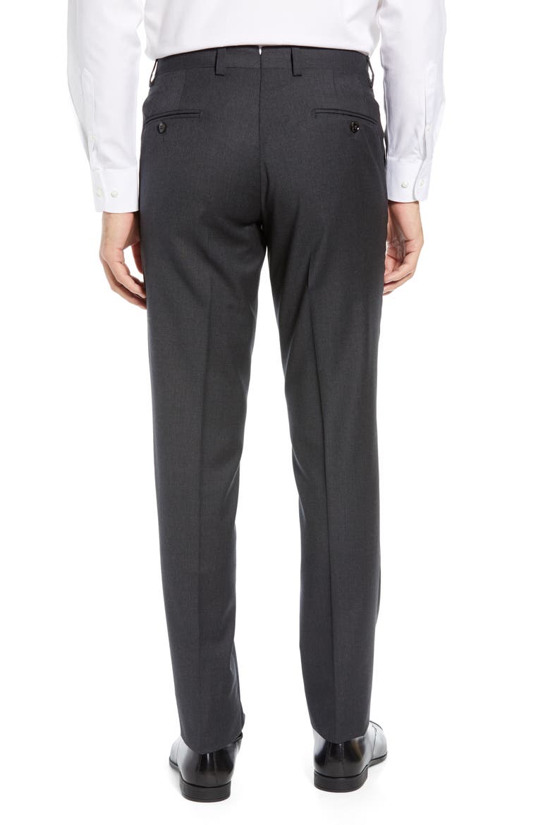 Jerome Flat Front Solid Wool Dress Pants, Alternate, color, CHARCOAL