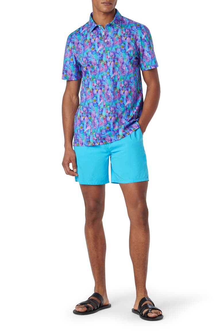 Victor OoohCotton® Pineapple Print Polo, Alternate, color, CLASSIC BLUE