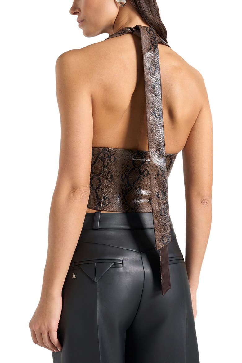 Sloane Python Halterneck Corset Top, Alternate, color, Brown
