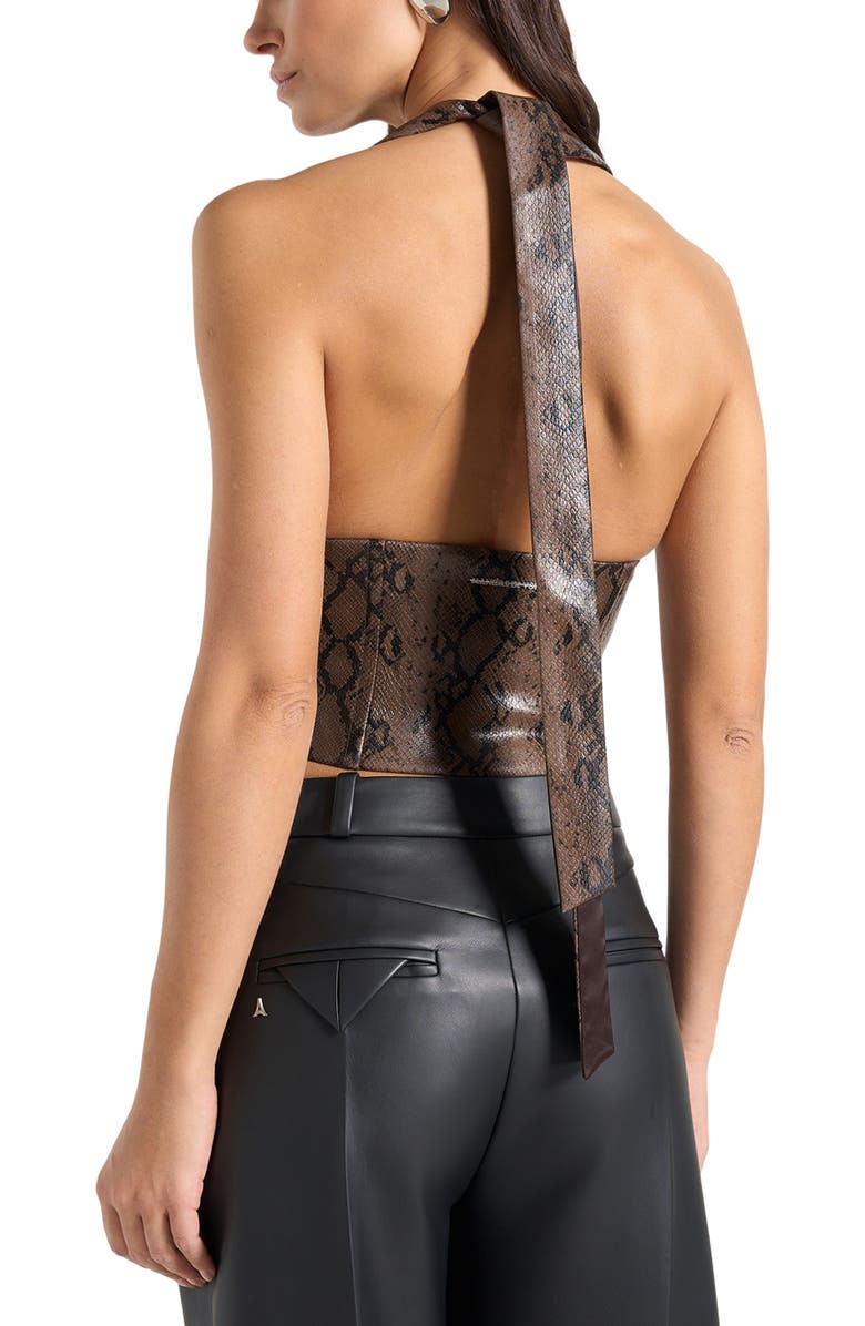 Manière De Voir Sloane Python Halterneck Corset Top, Alternate, color, Brown