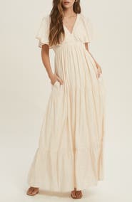 WISHLIST Flutter Sleeve Tiered Maxi Dress