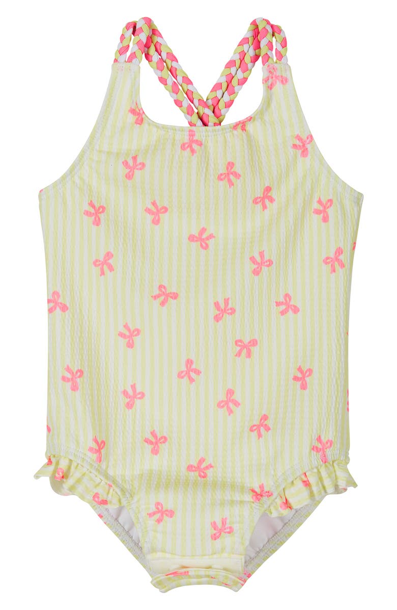 Andy & Evan Seersucker One-Piece Swimsuit, Main, color, Yellow