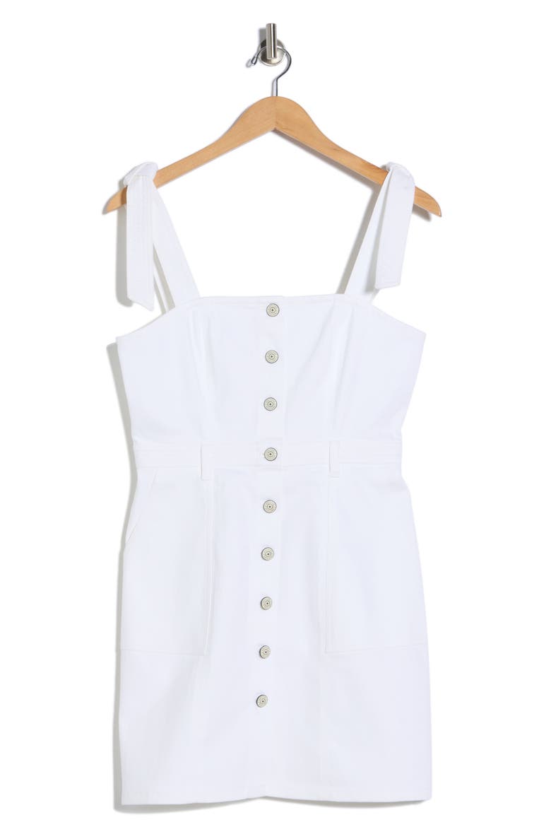 Shayla Tie Strap Denim Minidress, Alternate, color, WHITE