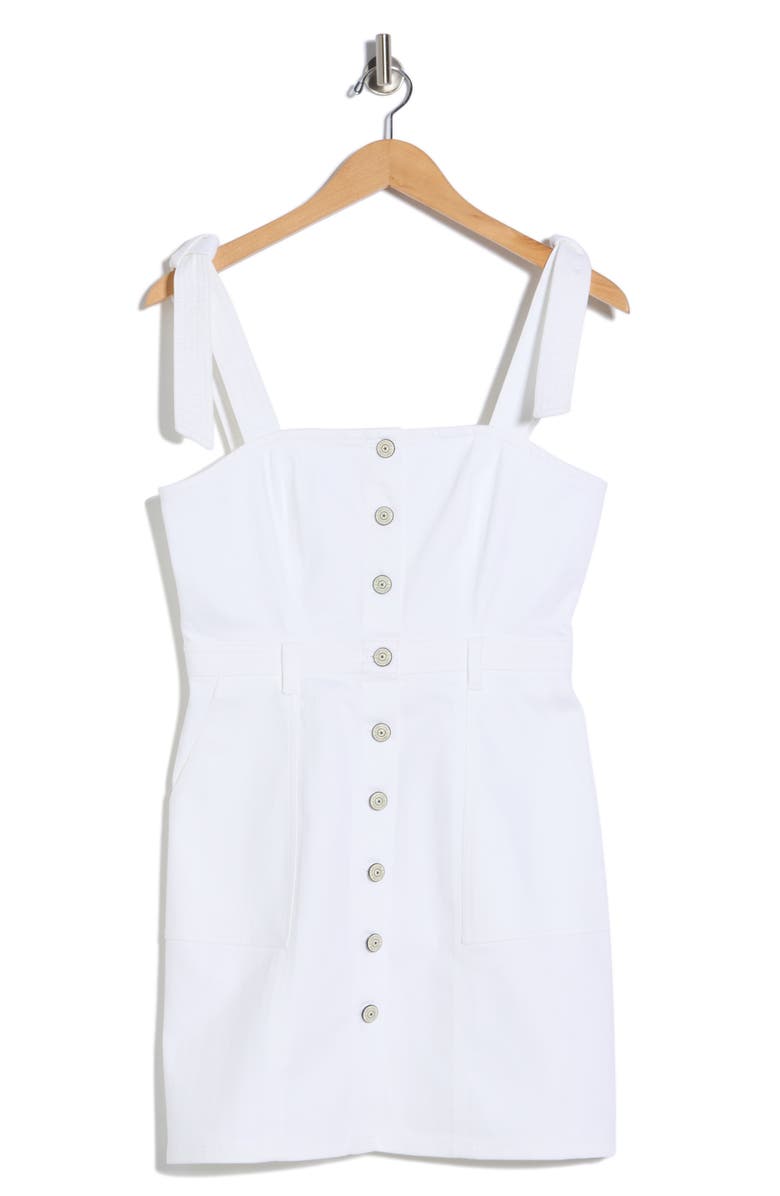 Cinq à Sept Shayla Tie Strap Denim Minidress, Main, color, White