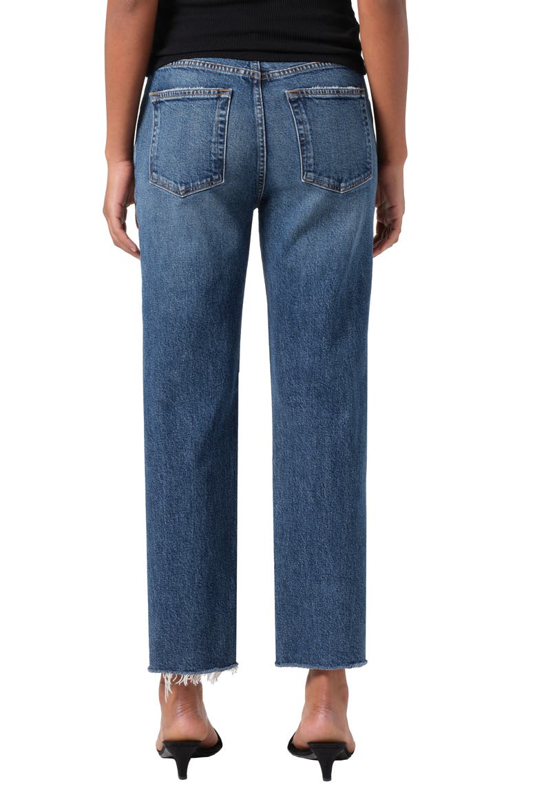 Valen Frayed Mid Rise Ankle Straight Leg Jeans, Alternate, color, SOLACE