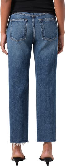 AGOLDE Valen Frayed Mid Rise Ankle Straight Leg Jeans