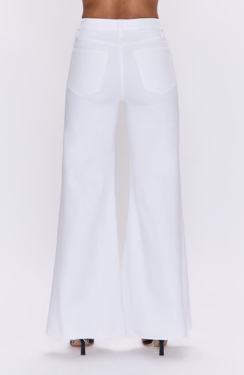 Pistola Izzy High Waist Raw Hem Wide Leg Jeans In White