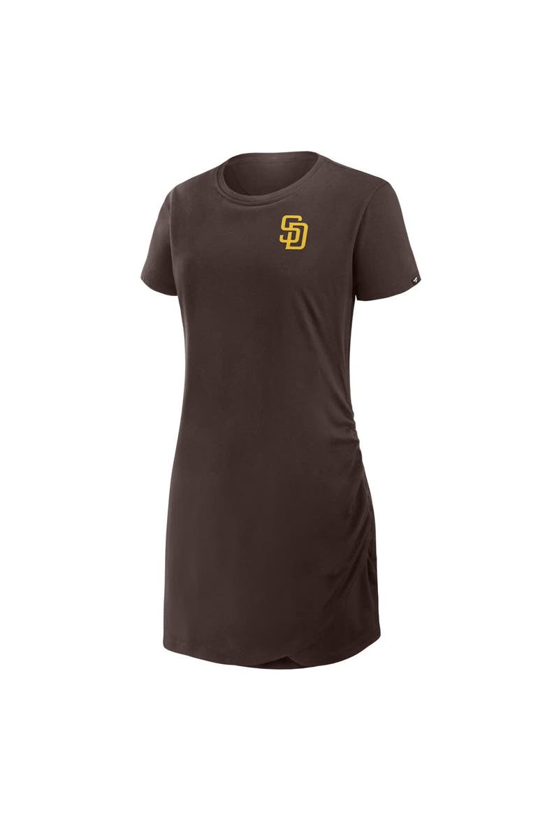 Women's Fanatics Brown San Diego Padres Ruched Drape T-Shirt Dress, Alternate, color, Brown
