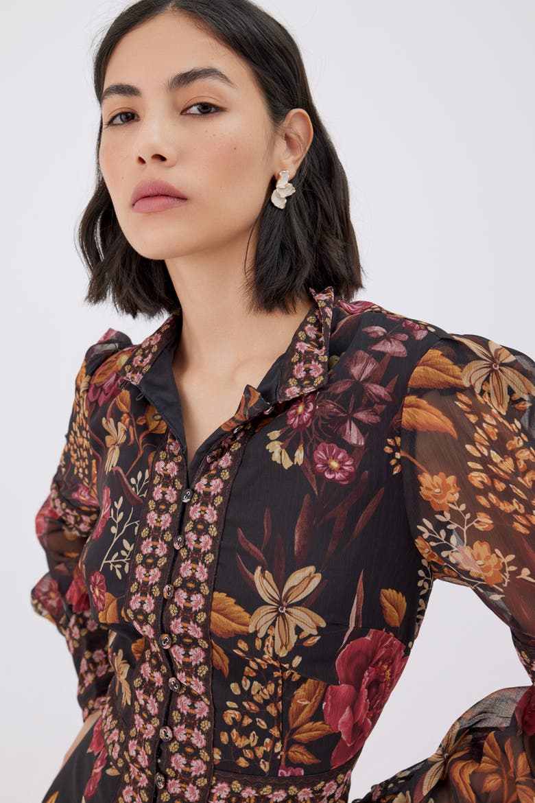 Floral Black Dress, Alternate, color, Black