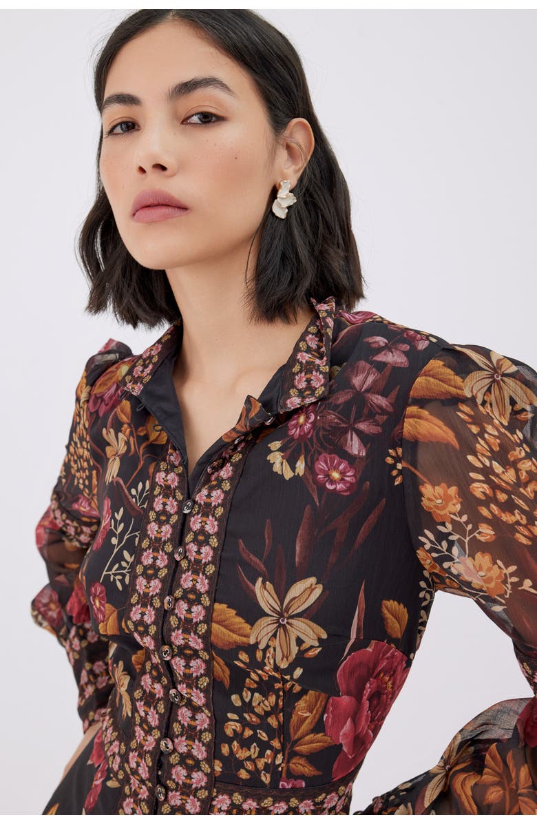 RAISHMA Floral Black Dress, Alternate, color, Black