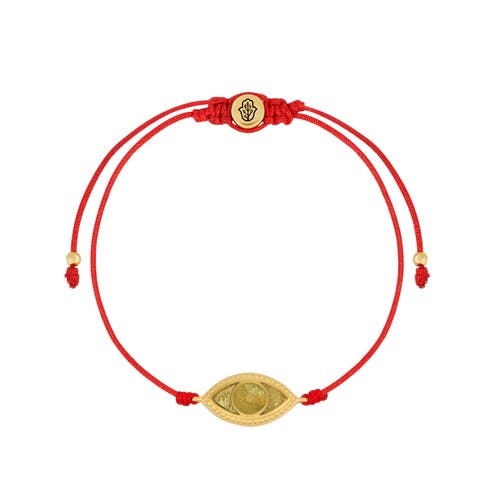 Karma And Luck Spirit's Innovation Evil Eye Peridot Red String Bracelet In Multi