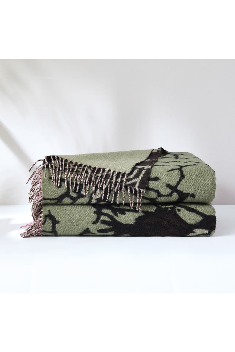 Chuks Collins Threaded Roots Wool Throw Blanket, Alternate, color, Green