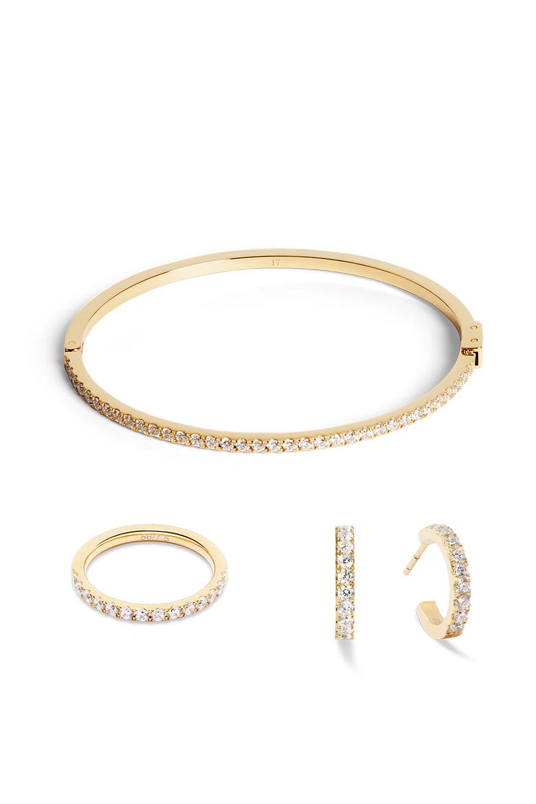 Eternal Love Mini Crystal Hoop Earrings, Alternate, color, Gold