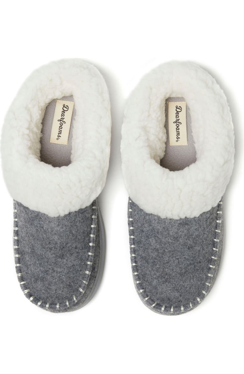 DEARFOAMS Nyla Felted Plaid Moccasin Toe Clog Slipper, Alternate, color, Light Heather Grey