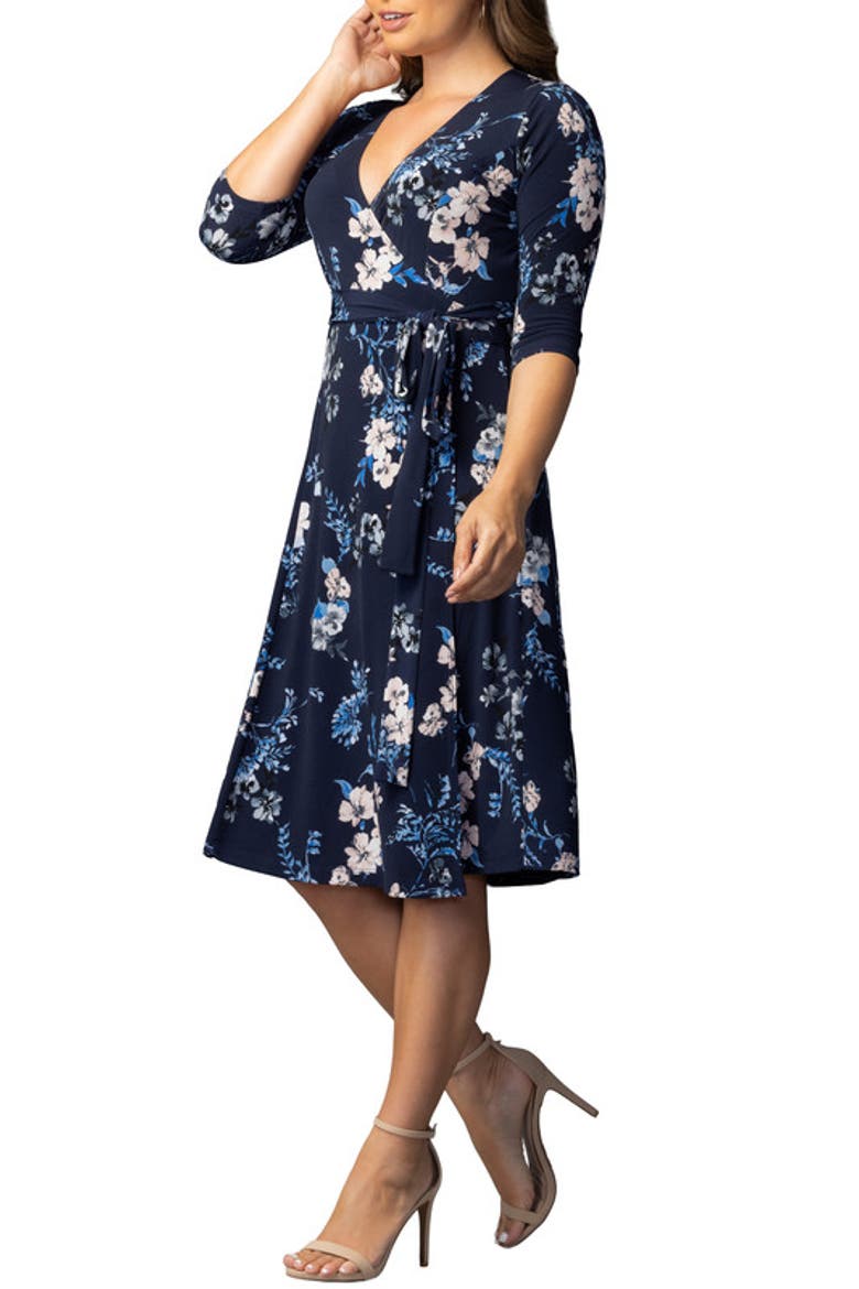 Signature Wrap Dress, Alternate, color, French Blue Garden