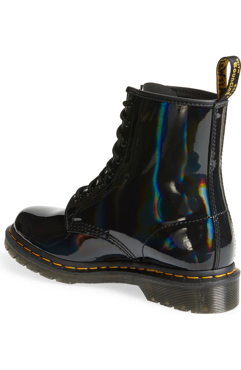 Dr. Martens Black Rainbow Patent Leather Boot, Alternate, color,