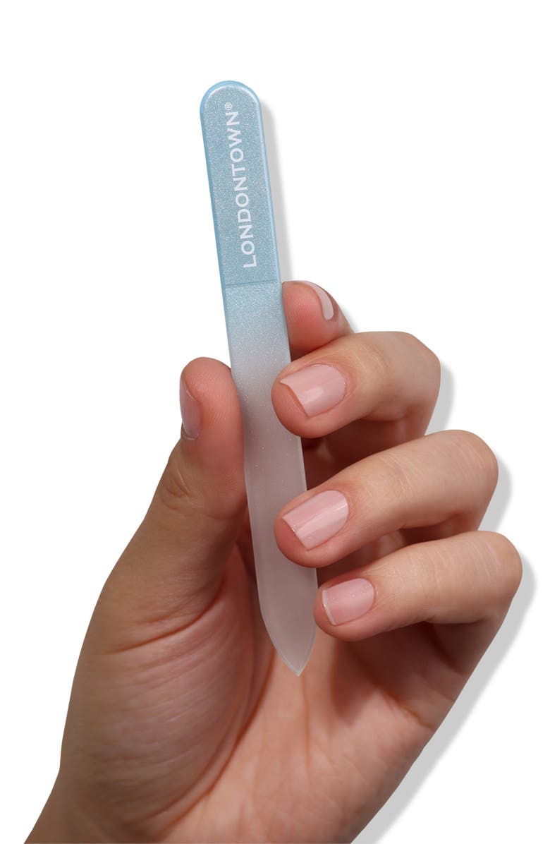 Londontown Blue Chrome Glass Nail File, Alternate, color, Blue Chrome