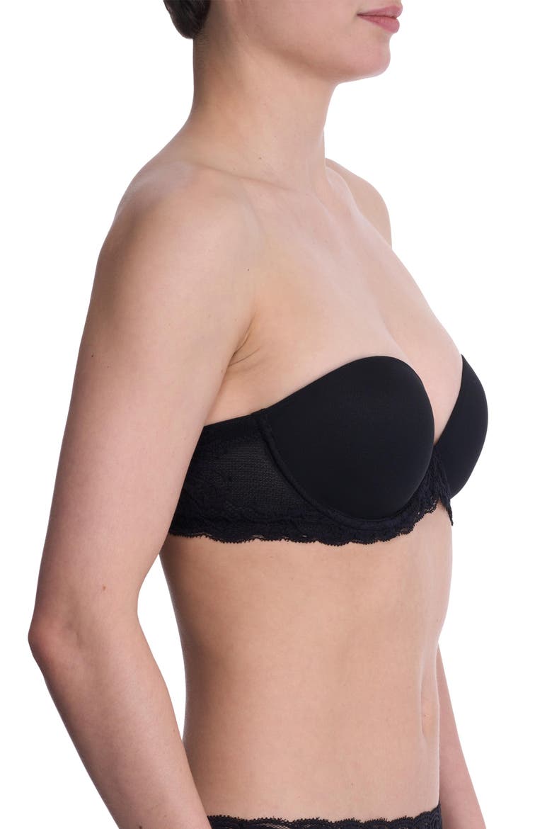 Feathers Underwire Plunge Strapless Bra, Alternate, color, BLACK