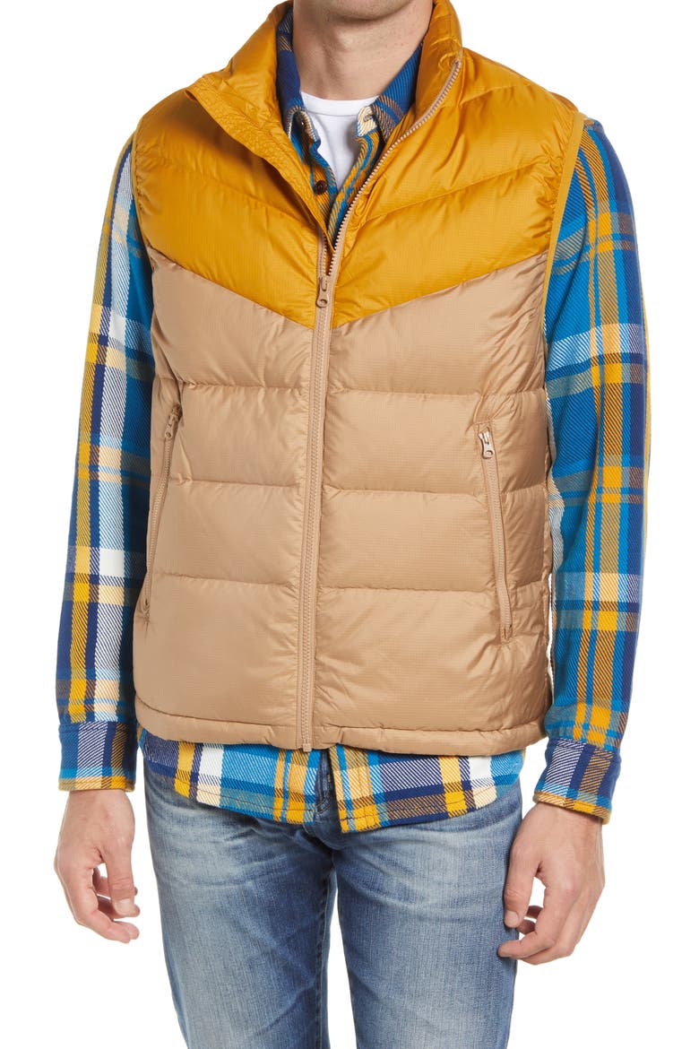 Colorblock 700 Fill Power Down Puffer Vest, Alternate, color, SAND HARVEST