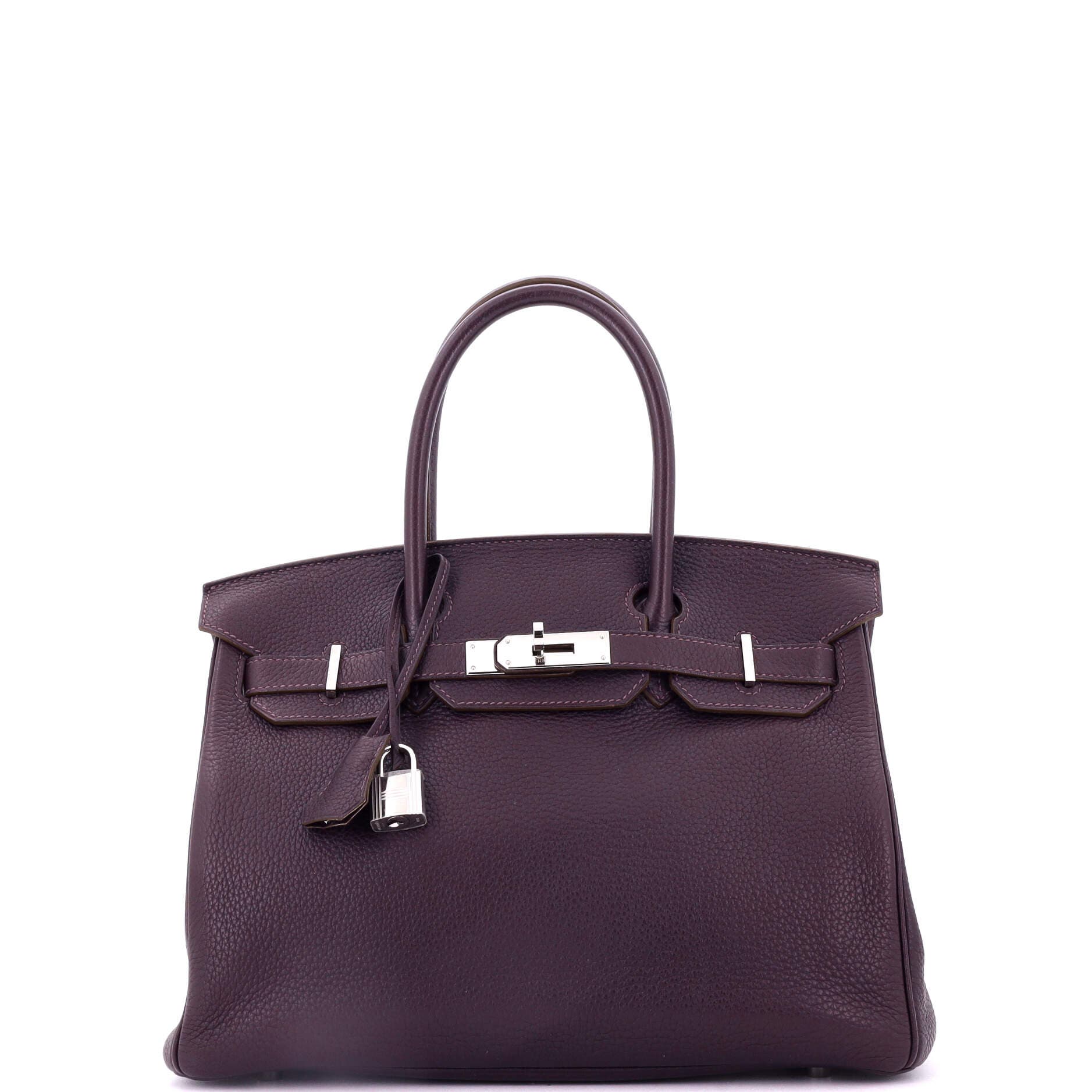 Pre-Owned Hermes Birkin Handbag Purple Togo with Palladium Hardware 30, Main, color, 