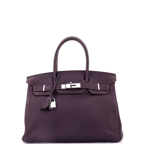 Birkin Handbag Purple Togo with Palladium Hardware 30