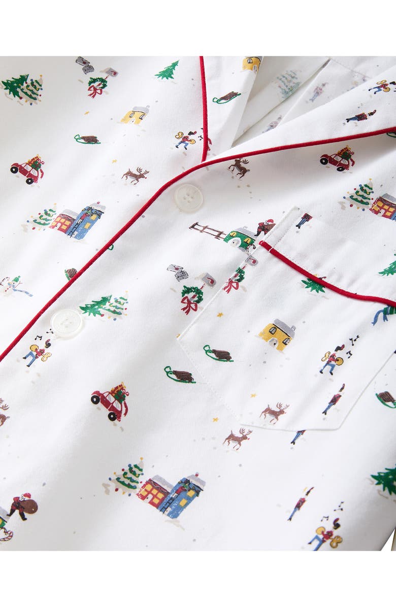 Petite Plume Holiday Town Brushed Cotton Twill Pajamas, Alternate, color, White