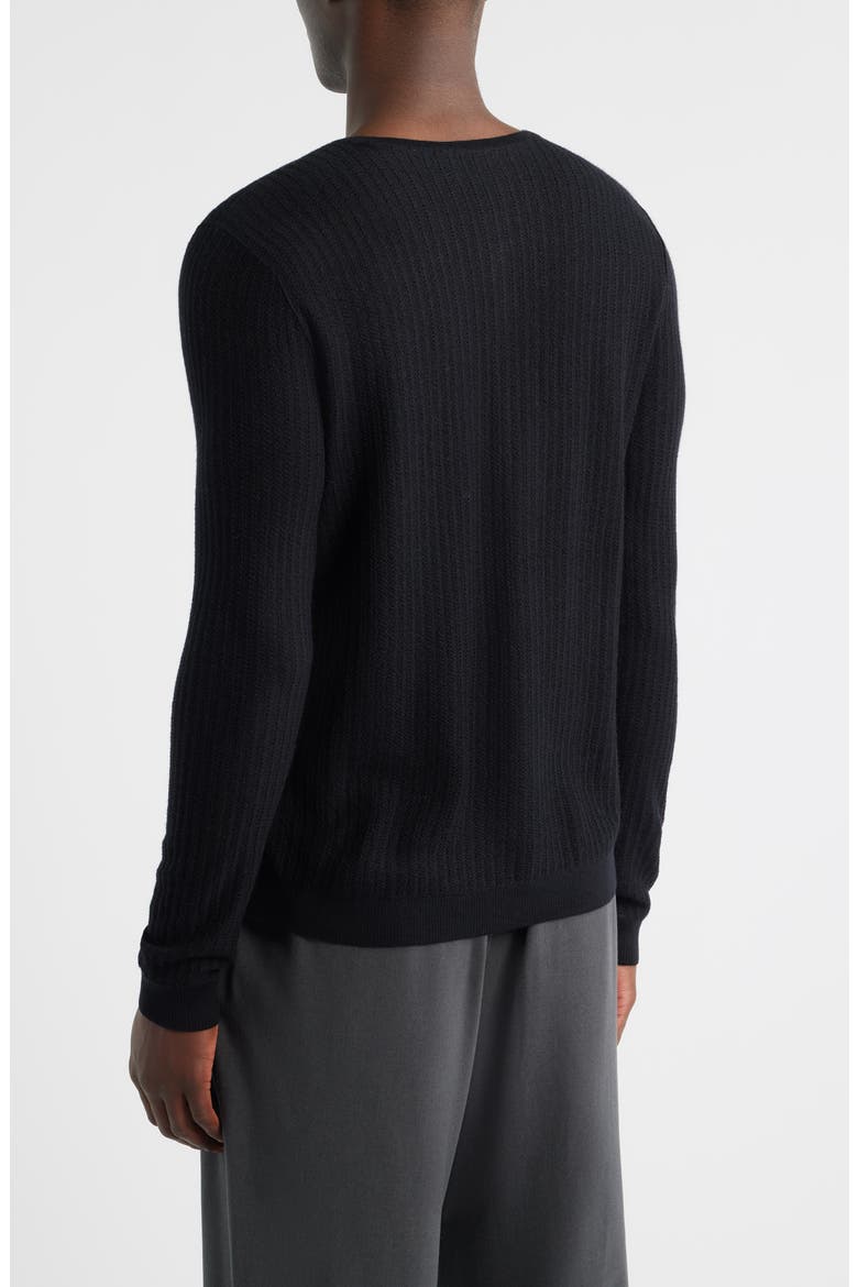 Albano Regular Fit Merino Wool & Silk Rib Henley, Alternate, color, BLACK