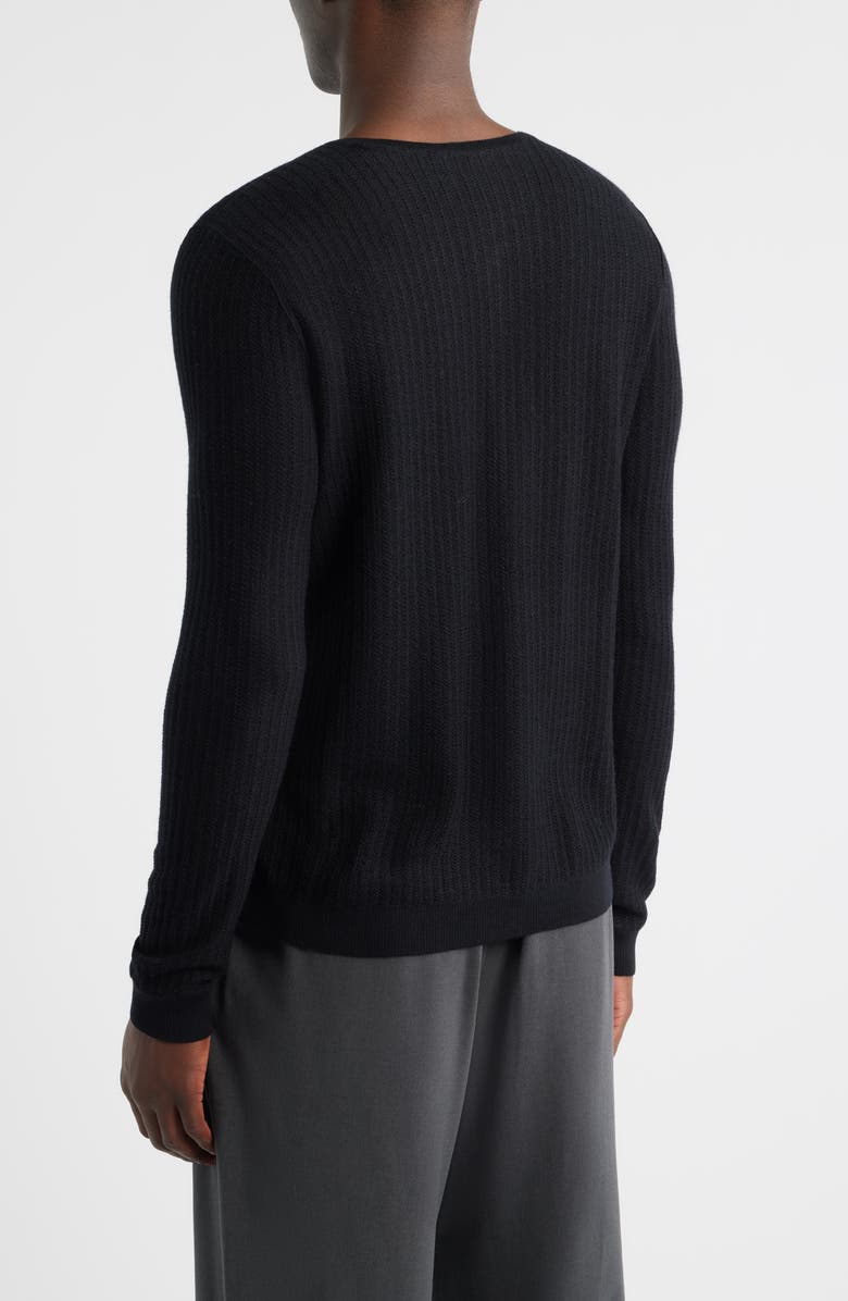 John Varvatos Albano Regular Fit Merino Wool & Silk Rib Henley, Alternate, color, Black