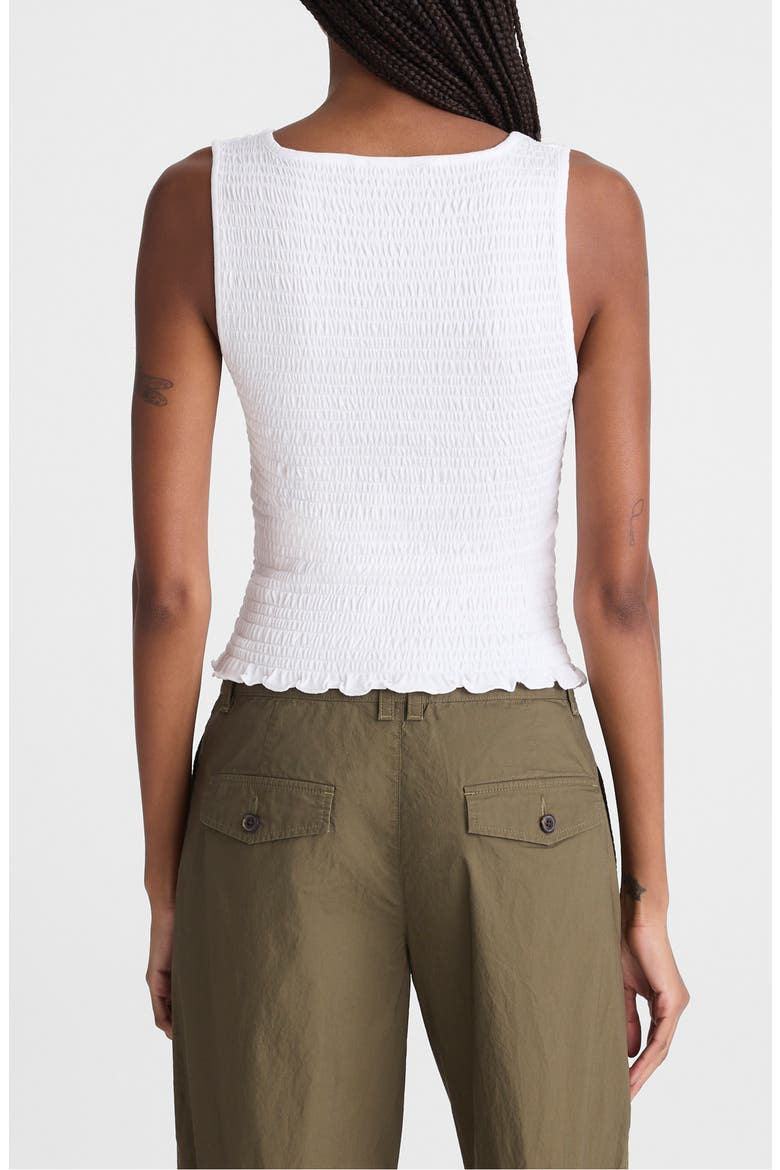 Smocked Square Neck Tank, Alternate, color, WHITE