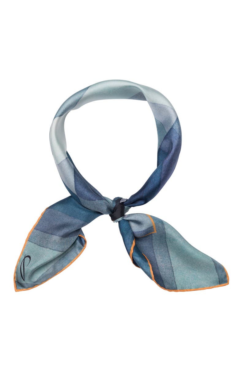 Elizabetta The Harbinger of Autumn - Hand Rolled Silk Neckerchief for Men, Alternate, color, Blue