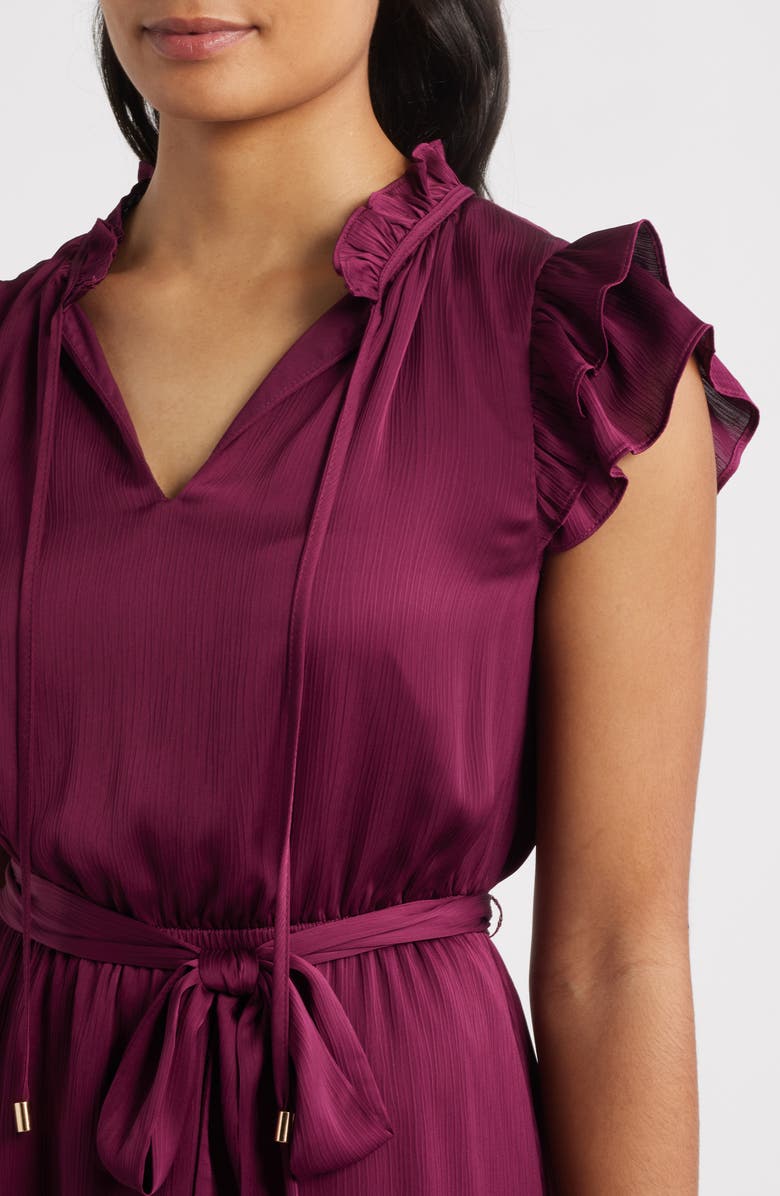 Anne Klein Flutter Sleeve Dress, Alternate, color, Chianti