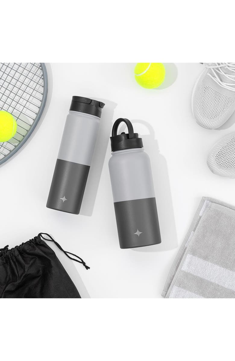 JoyJolt Stainless Steel Water Bottle - 32 oz., Alternate, color, Grey/ Black